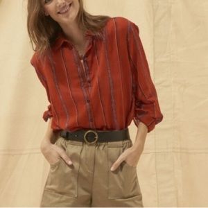 ba&sh Red Striped Blouse